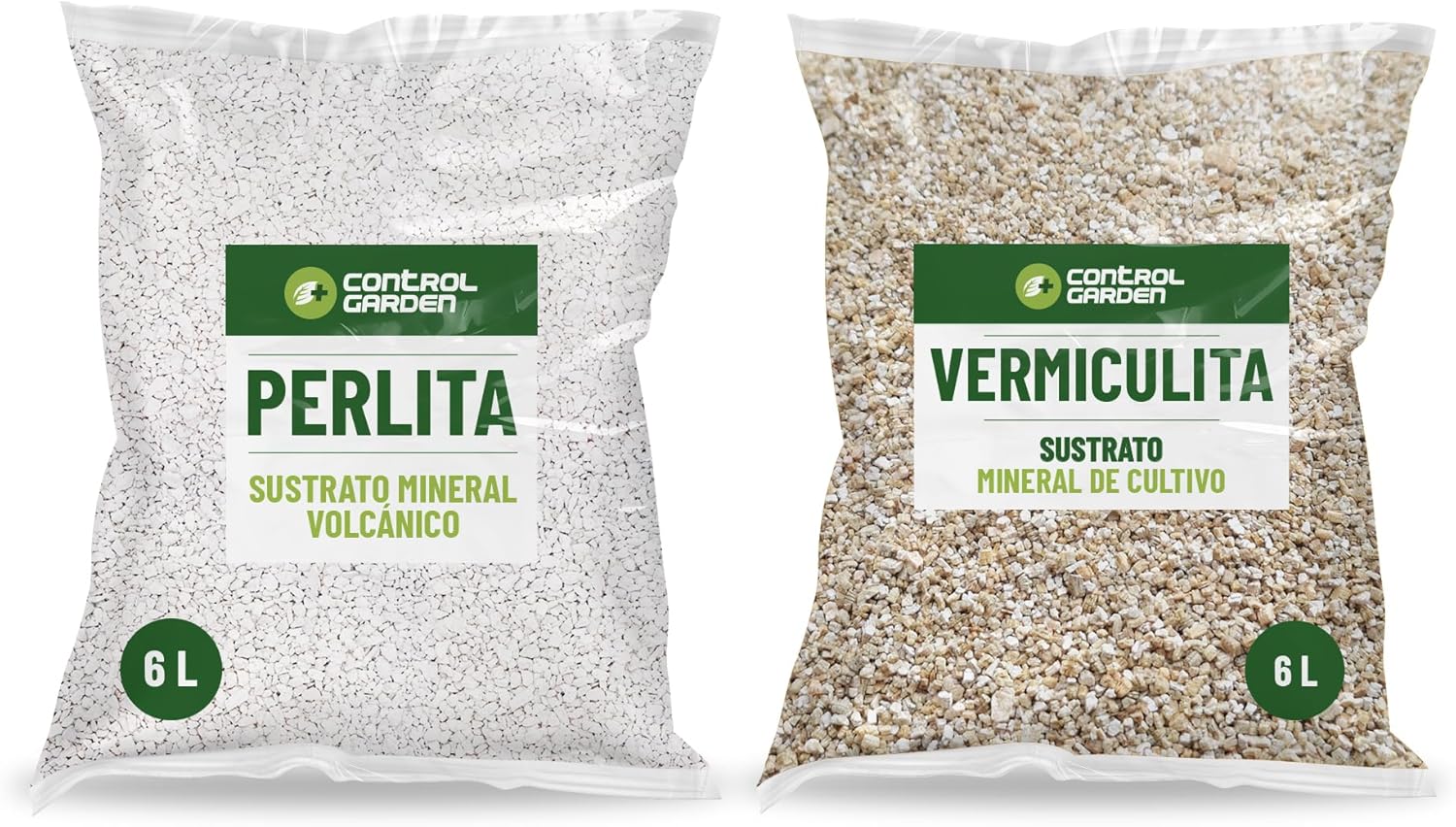 Pack Perlita 6L + Vermiculita 6L | Sustrato para Plantas y Cultivos Interior y Exterior | Fabricado en España