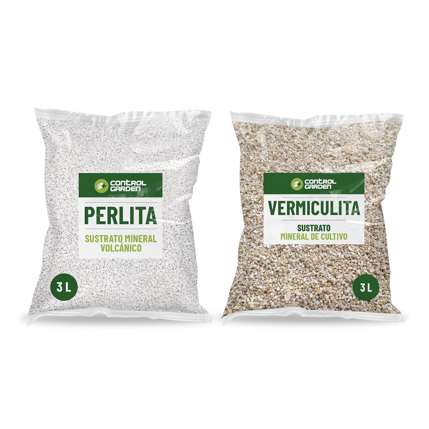 Pack Perlita 3L + Vermiculita 3L | Sustrato para Plantas y Cultivos Interior y Exterior | Fabricado en España