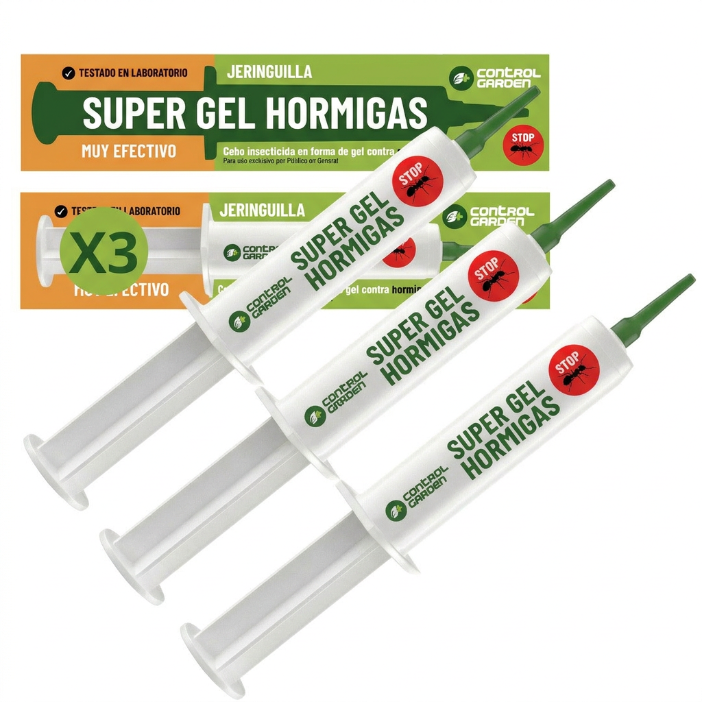 x3 Gel Antihormigas Jeringa 10 gr | Cebo Insecticida Jeringuilla Elimina Hormigas Interior y Exterior