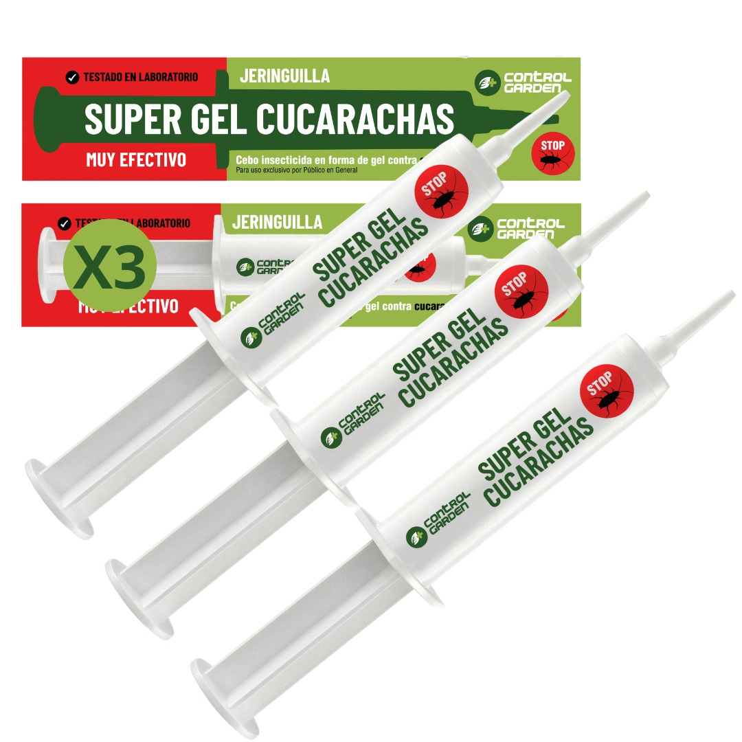 x3 Super Gel Cucarachas Jeringuilla 10g | Insecticida Jeringa Cebo Potente Eliminacion Total Nido y Colonia | Mata Cucaracha Profesional Interior Exterior Efecto Letal | Veneno Cucracha