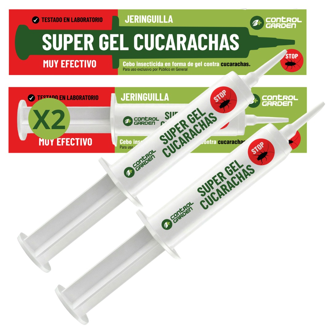 x2 Super Gel Cucarachas Jeringuilla 10g | Insecticida Jeringa Cebo Potente Eliminacion Total Nido y Colonia | Mata Cucaracha Profesional Interior Exterior Efecto Letal | Veneno Cucracha