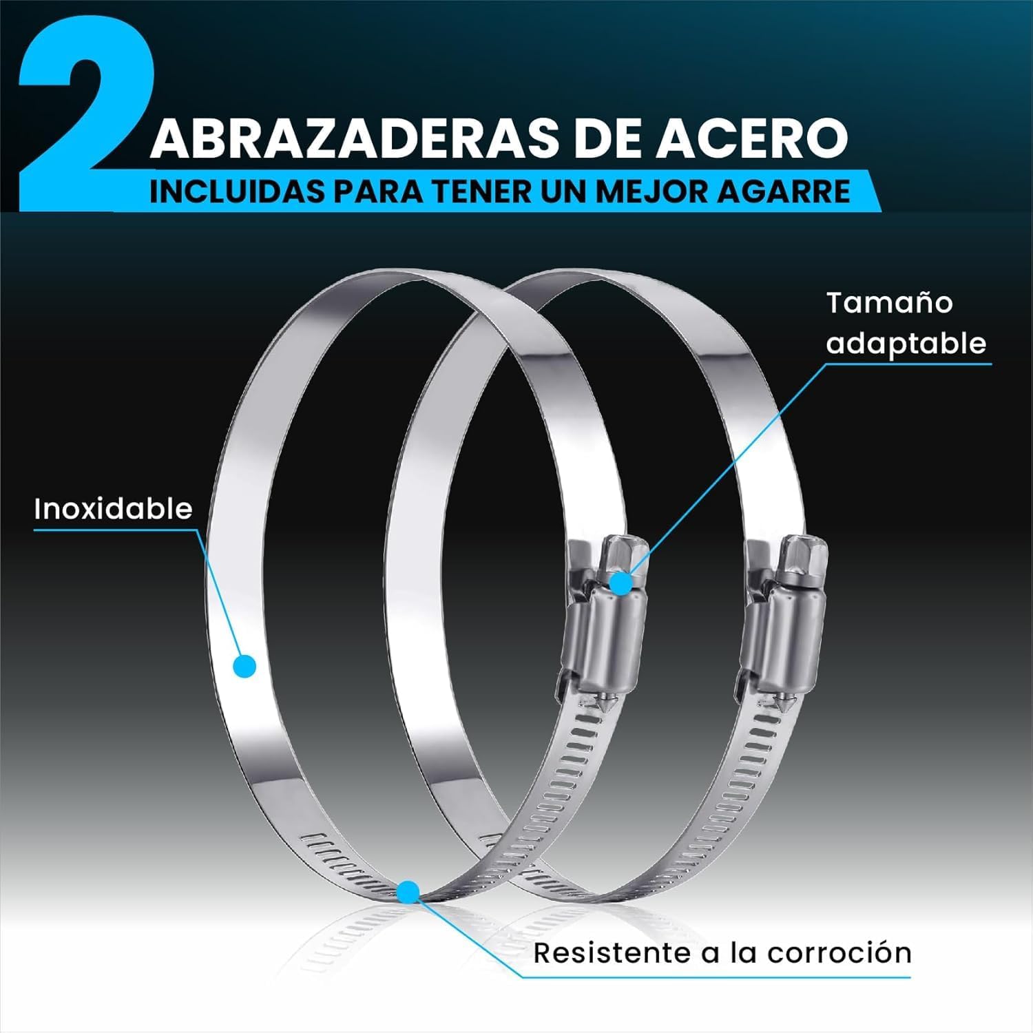 Conducto de aire flexible de aluminio plateado de 10 m y 315 mm de diámetro con abrazaderas · foto 3